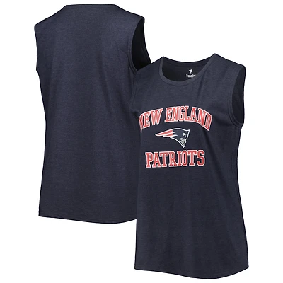 Women's Fanatics Heather Navy New England Patriots Plus Size Tank Top