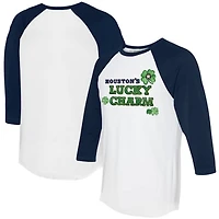 Women's Tiny Turnip White/Navy Houston Astros Lucky Charm 3/4-Sleeve Raglan T-Shirt