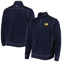 Men's Tommy Bahama Navy Michigan Wolverines Big & Tall Tobago Bay Tri-Blend Quarter-Zip Sweatshirt