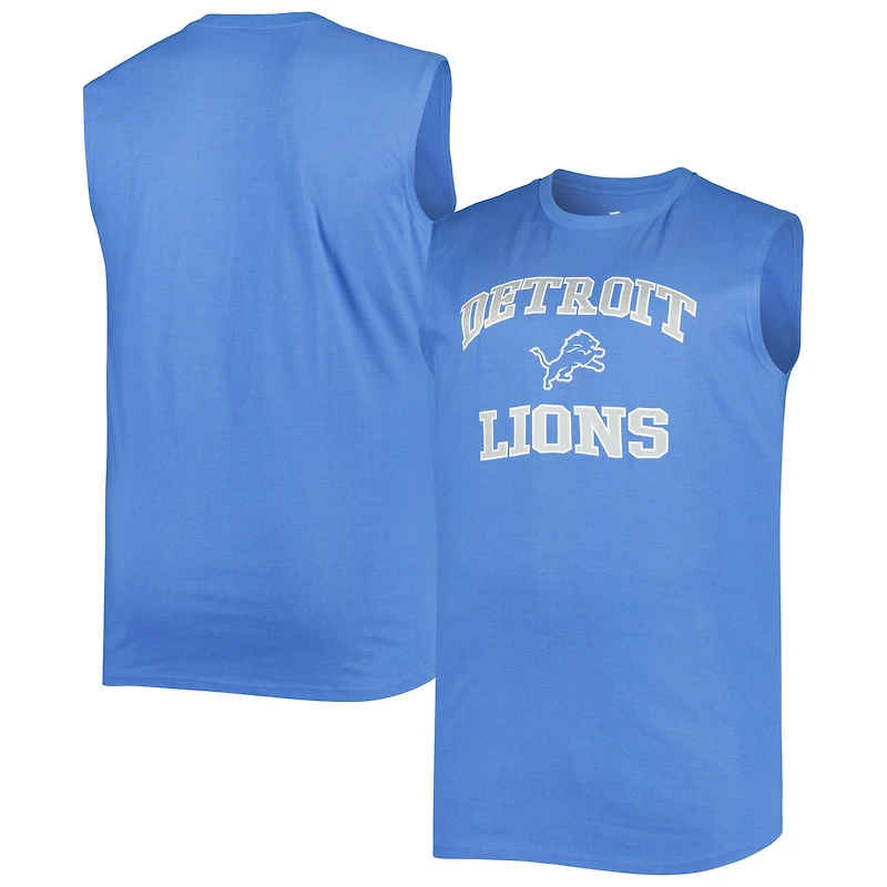 Men's Fanatics Blue Detroit Lions Big & Tall Muscle Tank Top