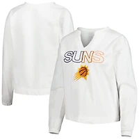 Women's Concepts Sport  White Phoenix Suns Sunray Notch Neck Long Sleeve Top