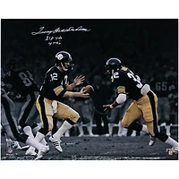 Terry Bradshaw Pittsburgh Steelers Autographed 16" x 20" Hand Off Photograph with "318 YDS, 4 TD's" Inscription