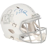 Tom Brady New England Patriots Autographed Riddell Super Bowl LI Speed Authentic Helmet - Signed in Blue Ink