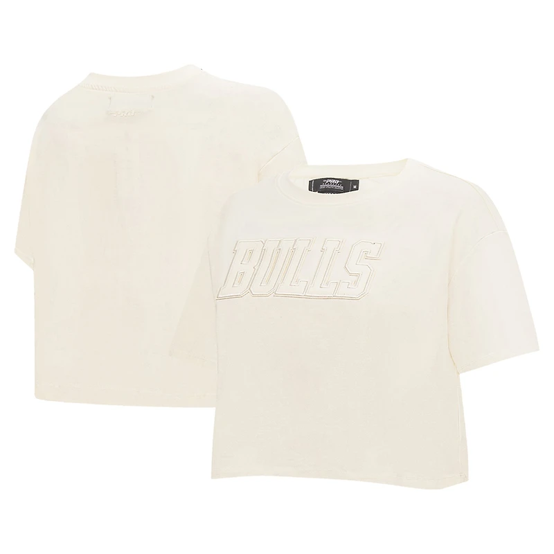Women's Pro Standard Cream Chicago Bulls Neutral Boxy Crop T-Shirt