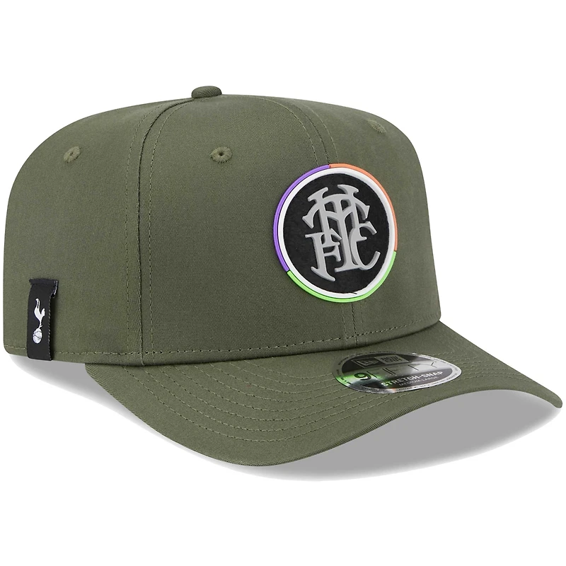 Men's New Era Olive Tottenham Hotspur Flock 9FIFTY Adjustable Hat