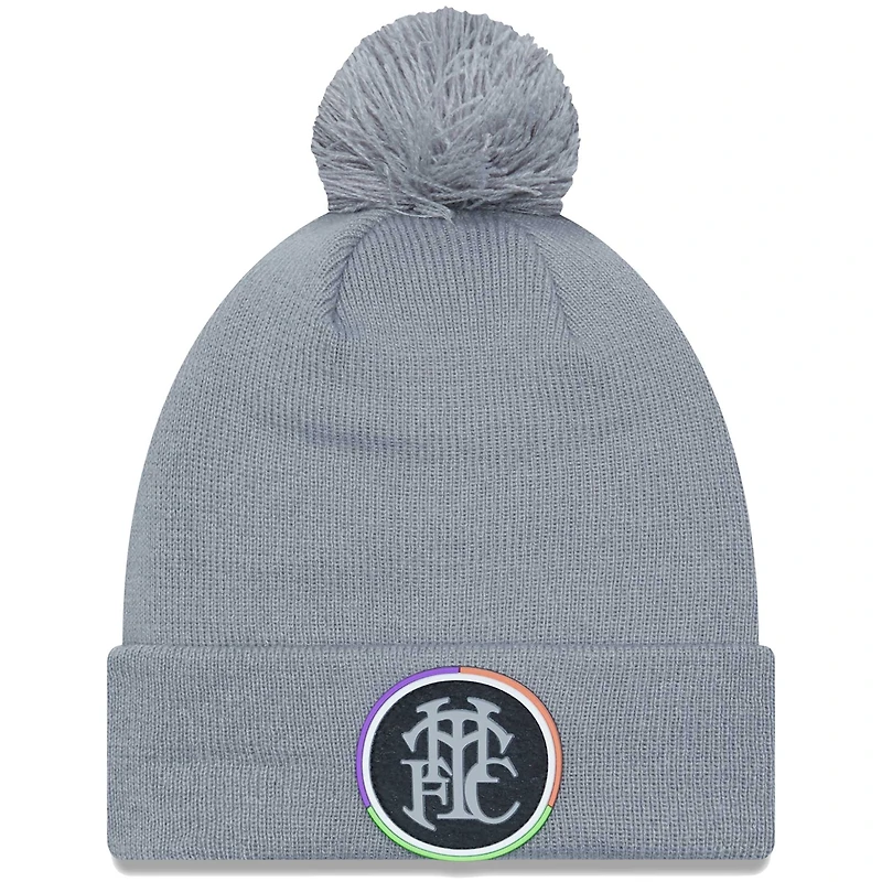 Men's New Era Gray Tottenham Hotspur Flock Cuffed Knit Hat with Pom