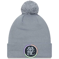 Men's New Era Gray Tottenham Hotspur Flock Cuffed Knit Hat with Pom