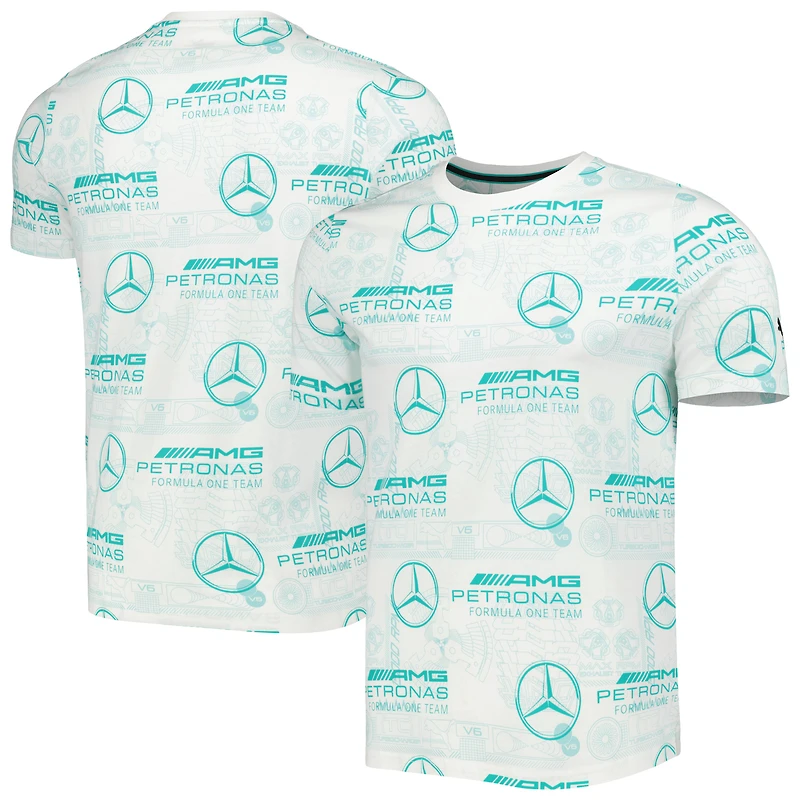 Men's Puma White Mercedes-AMG Petronas F1 Team Allover Print T-Shirt
