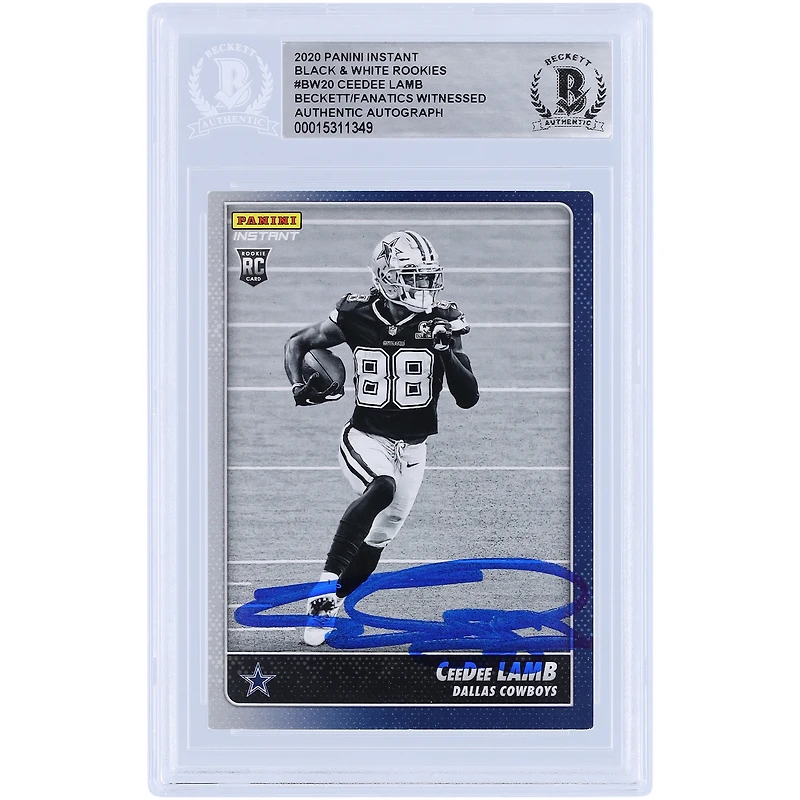 Rookie Card Limited Edition of 518: CeeDee Lamb Dallas Cowboys Autographed 2020 Panini Instant Black & White Beckett Fanatics Witnessed Authenticated