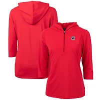 Women's Cutter & Buck Red Chicago Cubs Americana Logo DryTec Virtue Eco Pique Recycled Half-Zip Pullover Hoodie
