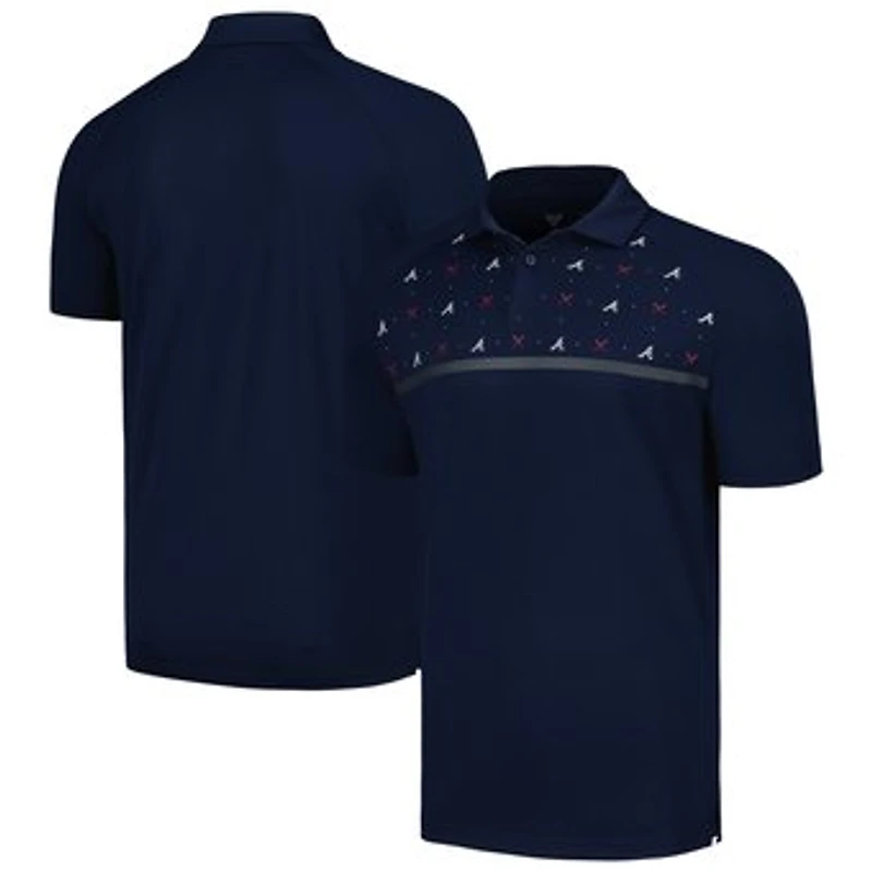 Men's Levelwear Navy Atlanta Braves Sector Batter Up Raglan Polo