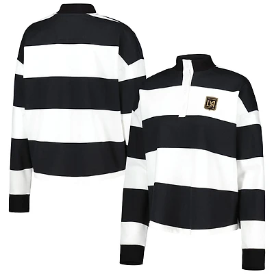 Women's Antigua  White LAFC Radical Rugby Stripe Long Sleeve T-Shirt