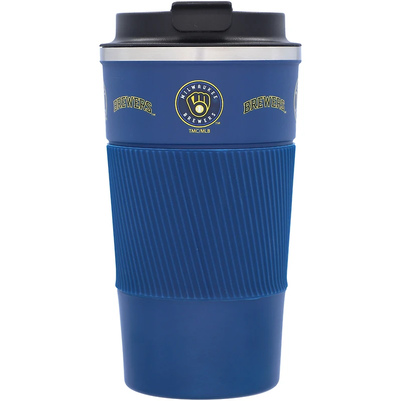 Milwaukee Brewers 18oz Coffee Tumbler with Silicone Grip