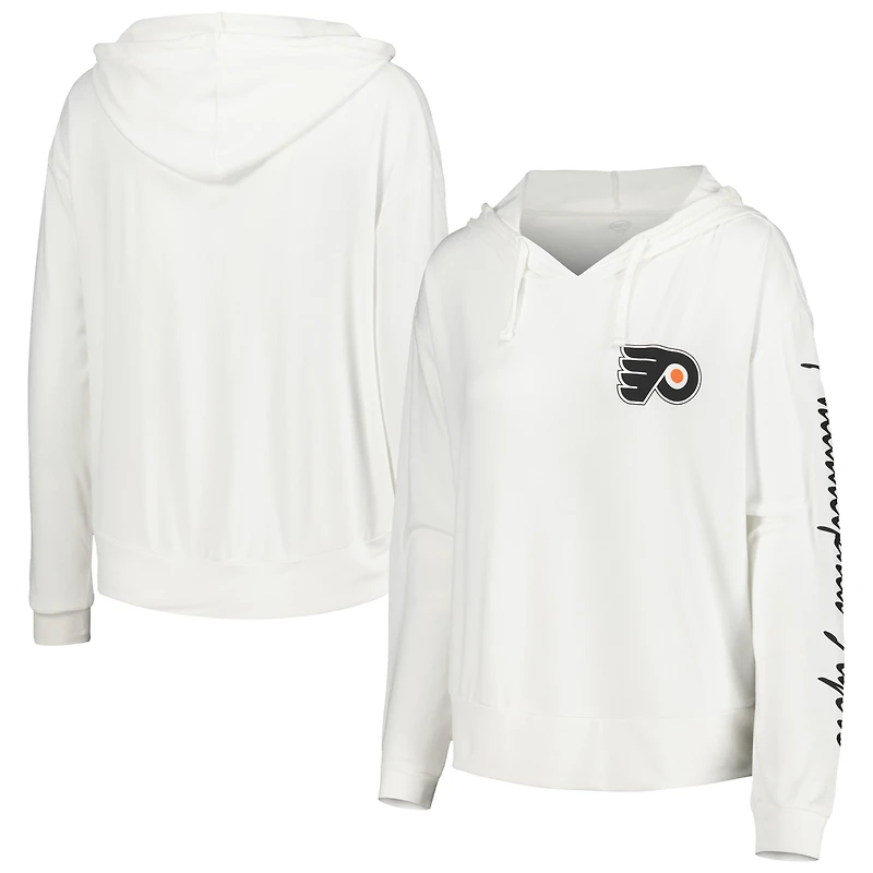 Women's Concepts Sport White Philadelphia Flyers Accord Hacci Long Sleeve Hoodie Top
