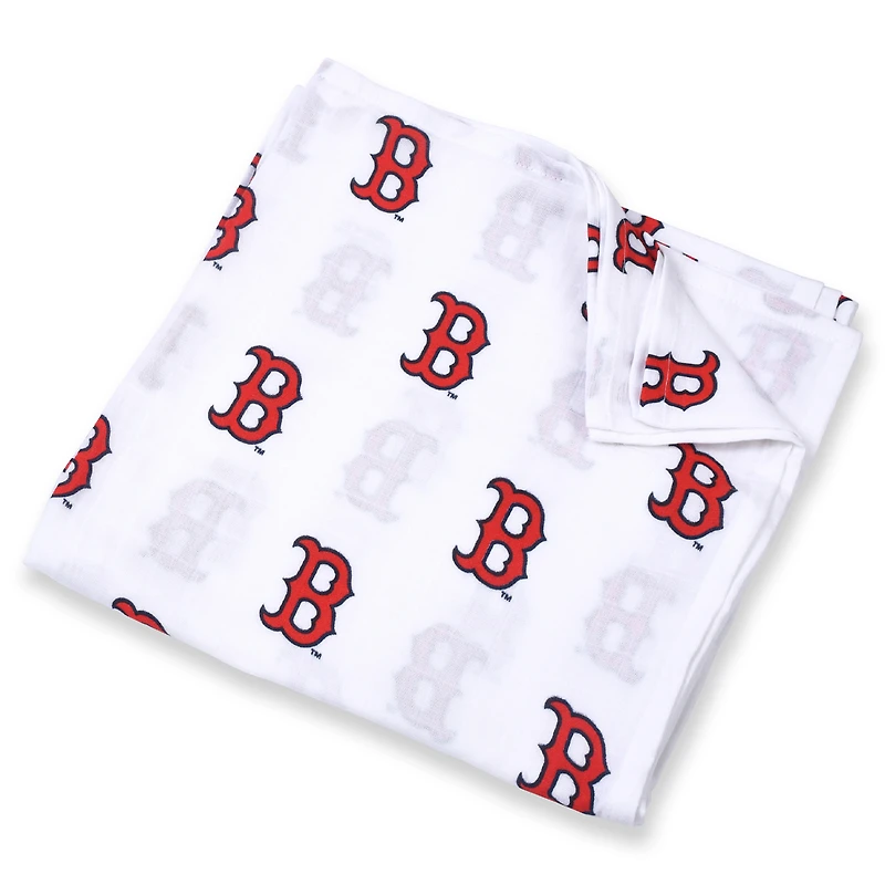 Infant Three Little Anchors White Boston Red Sox 47'' x 47'' Muslin Swaddle Blanket