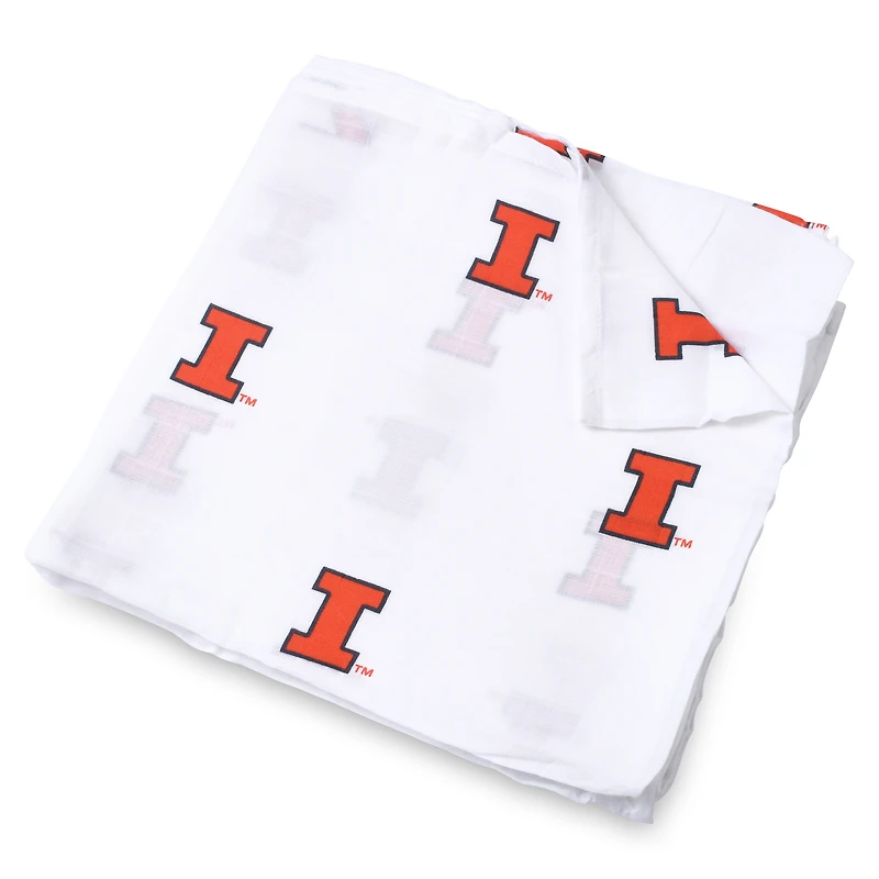 Infant Three Little Anchors White Illinois Fighting Illini 47'' x 47'' Muslin Swaddle Blanket