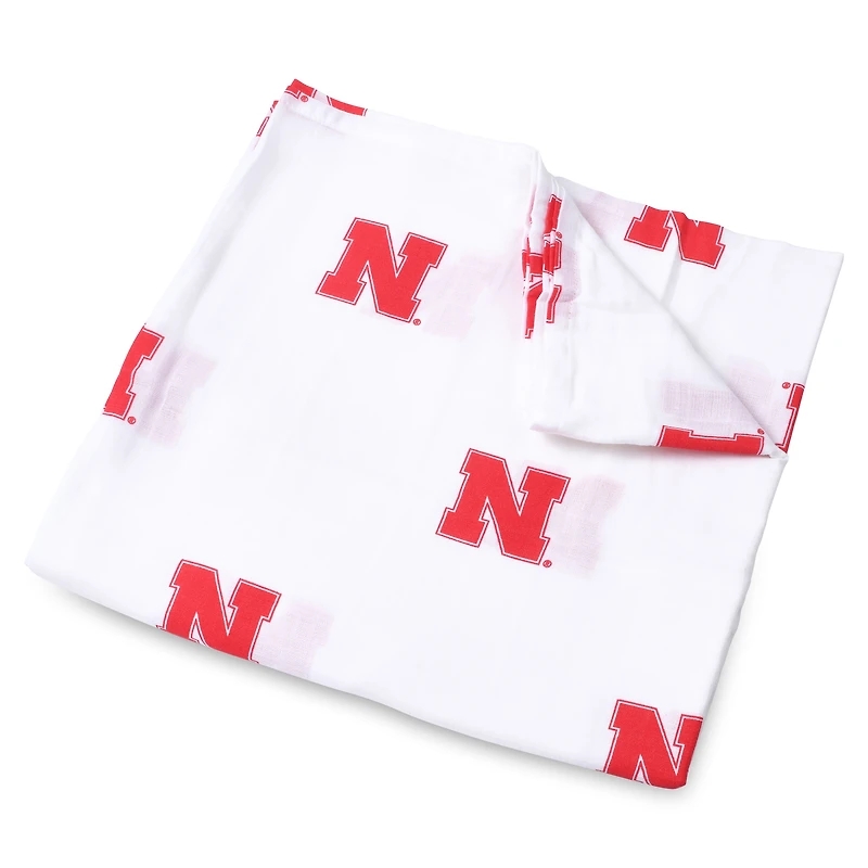 Infant Three Little Anchors White Nebraska Huskers 47'' x 47'' Muslin Swaddle Blanket