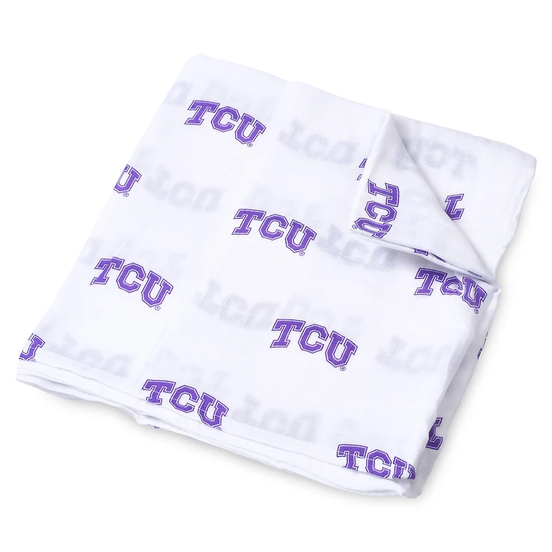 Infant Three Little Anchors White TCU Horned Frogs 47'' x 47'' Muslin Swaddle Blanket