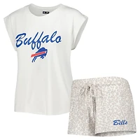 Women's Concepts Sport White/Cream Buffalo Bills Montana Knit Top & Shorts Sleep Set
