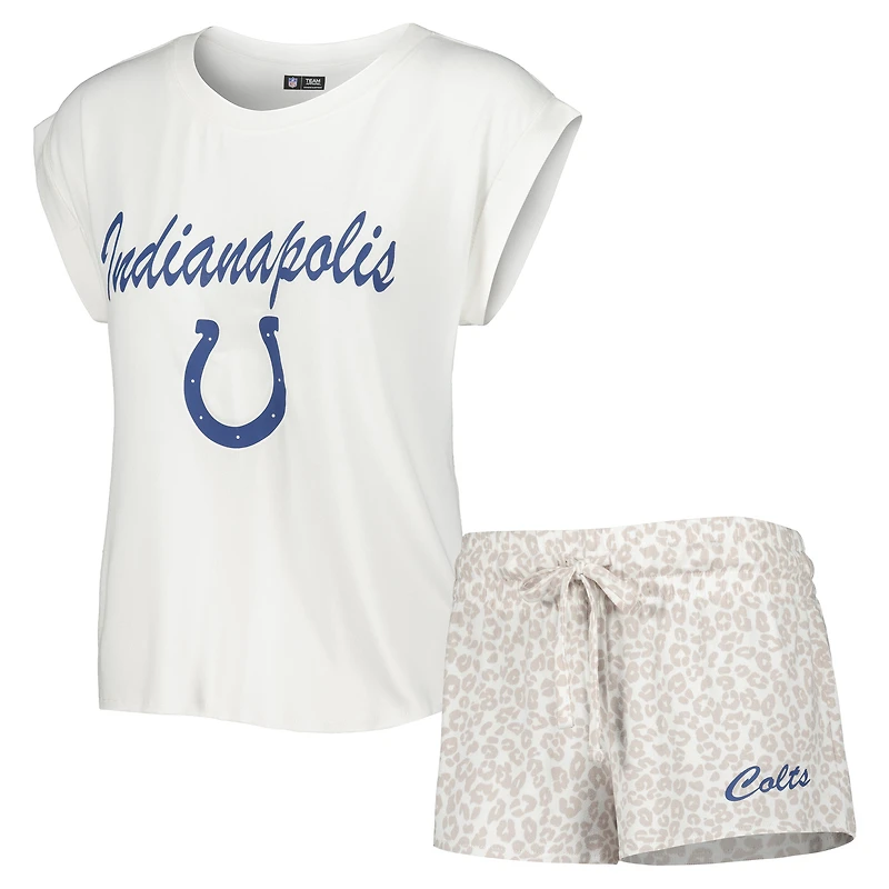 Women's Concepts Sport White/Cream Indianapolis Colts Montana Knit Top & Shorts Sleep Set