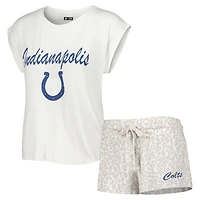 Women's Concepts Sport White/Cream Indianapolis Colts Montana Knit Top & Shorts Sleep Set