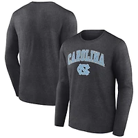 Men's Fanatics Heather Charcoal North Carolina Tar Heels Campus Long Sleeve T-Shirt