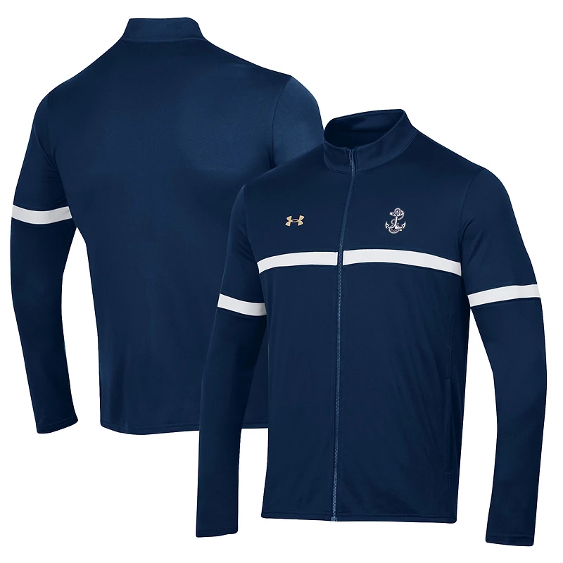 Men's Under Armour Navy Navy Midshipmen 2023 Assist Warm Up Full-Zip Jacket