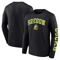 Men's Fanatics Black Oregon Ducks Distressed Arch Over Logo Long Sleeve T-Shirt