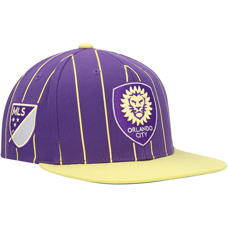 Men's Mitchell & Ness Purple Orlando City SC Team Pin Snapback Hat