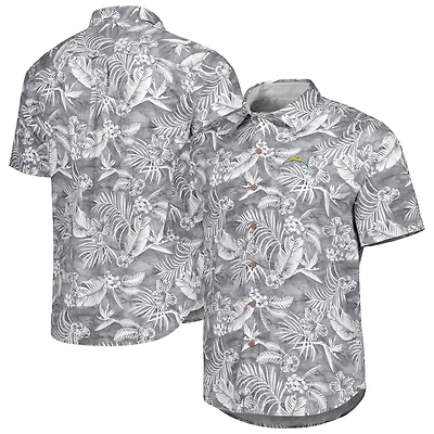 Men's Tommy Bahama Gray Los Angeles Chargers Aqua Lush Full-Button Shirt