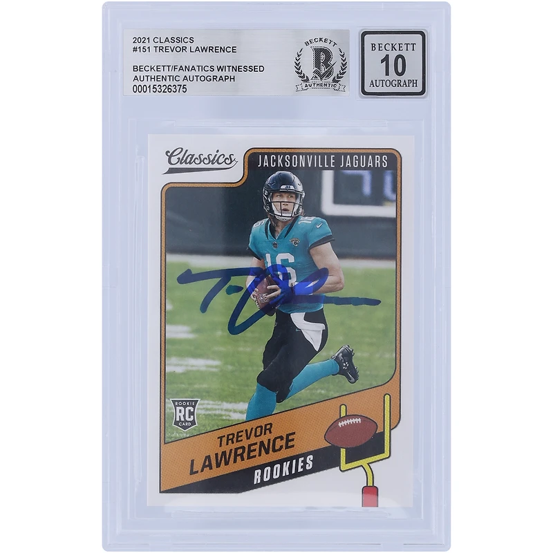Trevor Lawrence Jacksonville Jaguars Autographed 2021 Panini Classics #151 Beckett Fanatics Witnessed Authenticated 10 Rookie Card