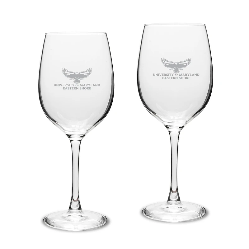 Maryland Eastern Shore Hawks Two-Piece 16oz. Traditional White Wine Glass Set