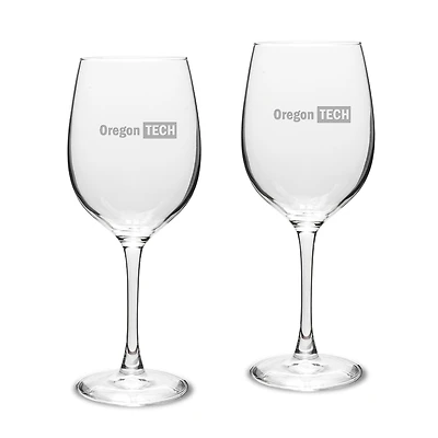 Oregon Tech Hustlin' Owls Two-Piece 16oz. Traditional White Wine Glass Set