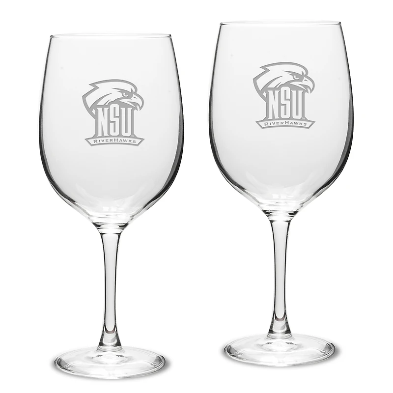 Northeastern State Riverhawks Two-Piece 19oz. Traditional Red Wine Glass Set