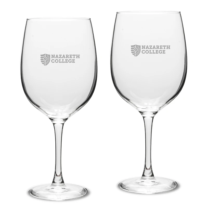 Nazareth College Golden Flyers Two-Piece 19oz. Traditional Red Wine Glass Set