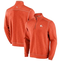 Men's Tommy Bahama Orange Cleveland Browns Tobago Bay Tri-Blend Half-Zip Sweatshirt