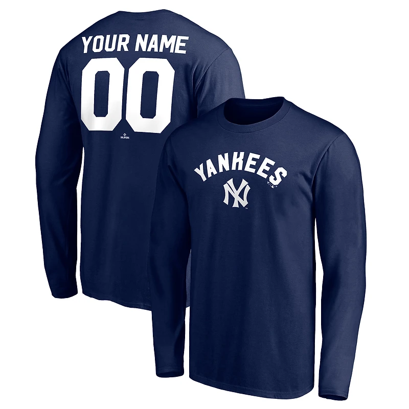 Men's Navy New York Yankees Personalized Cooperstown Collection Winning Streak Long Sleeve T-Shirt