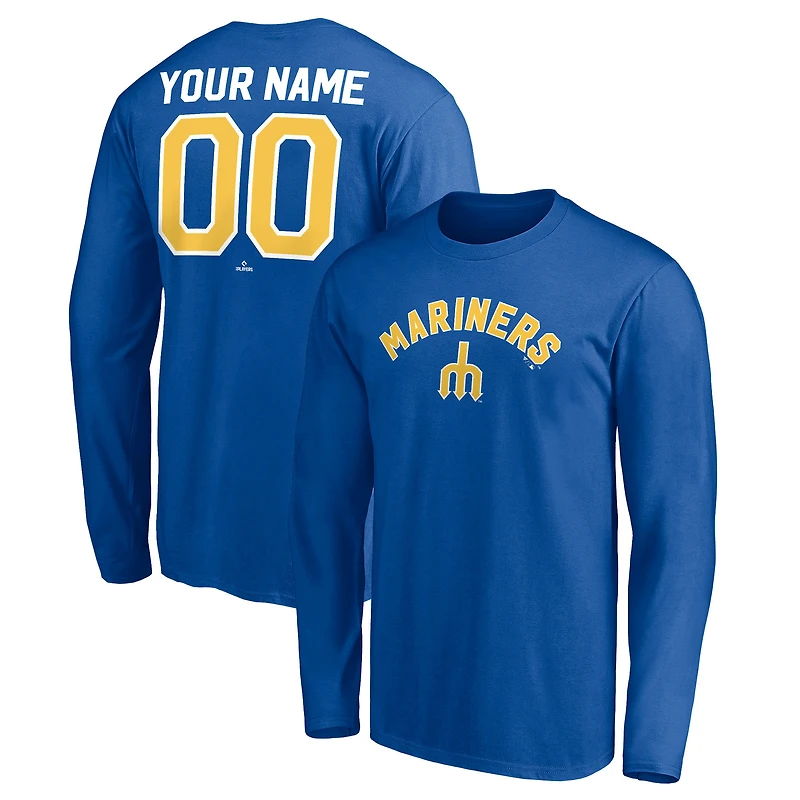 Men's Royal Seattle Mariners Personalized Cooperstown Collection Winning Streak Long Sleeve T-Shirt