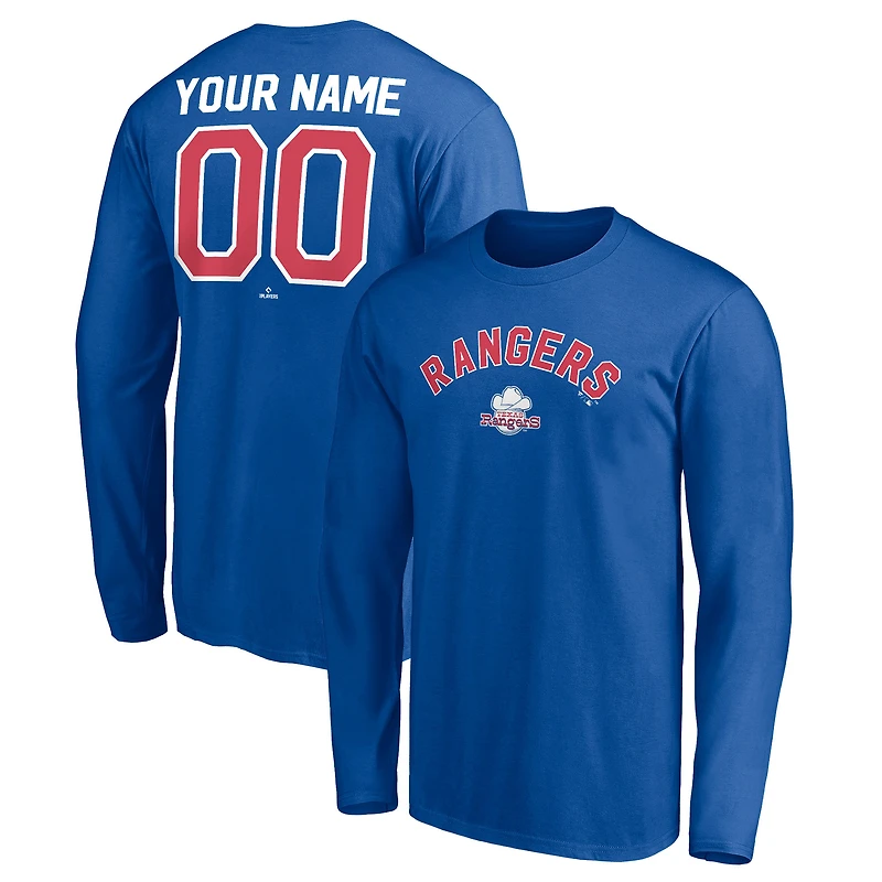 Men's Royal Texas Rangers Personalized Cooperstown Collection Winning Streak Long Sleeve T-Shirt