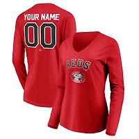 Women's Red Cincinnati Reds Cooperstown Collection Personalized Winning Streak Long Sleeve V-Neck T-Shirt