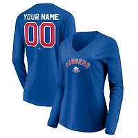 Women's Royal Texas Rangers Cooperstown Collection Personalized Winning Streak Long Sleeve V-Neck T-Shirt