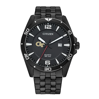 Men's Georgia Tech Yellow Jackets Citizen Quartz Black-Tone Stainless Steel Watch