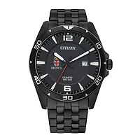 Men's Brown Bears Citizen Quartz Black-Tone Stainless Steel Watch