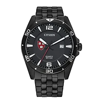 Men's Harvard Crimson Citizen Quartz Black-Tone Stainless Steel Watch