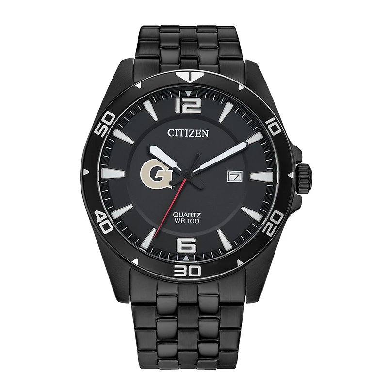 Men's Georgetown Hoyas Citizen Quartz Black-Tone Stainless Steel Watch