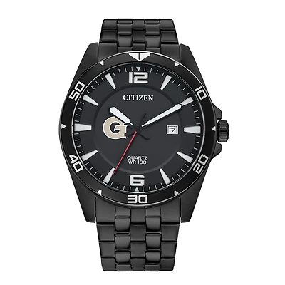 Men's Georgetown Hoyas Citizen Quartz Black-Tone Stainless Steel Watch