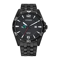 Men's Tulane Green Wave Citizen Quartz Black-Tone Stainless Steel Watch