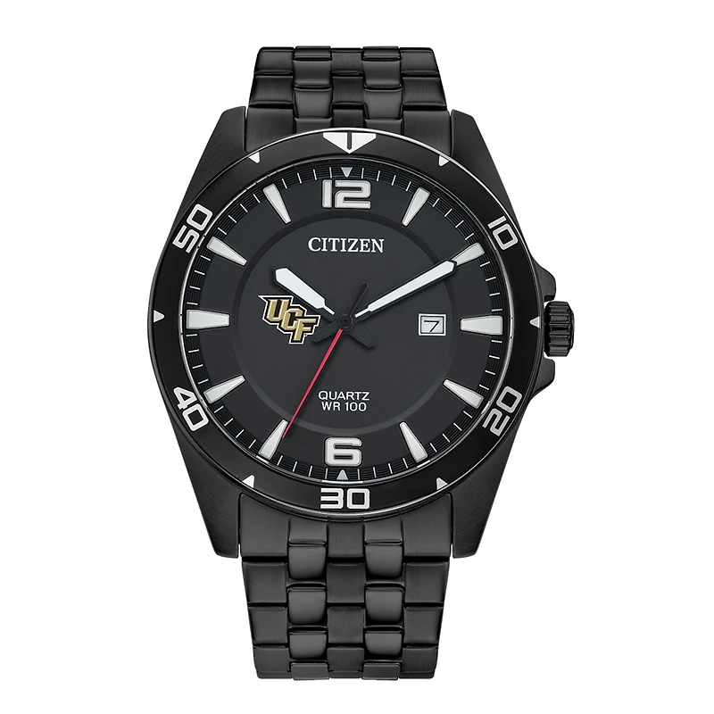 Men's UCF Knights Citizen Quartz Black-Tone Stainless Steel Watch