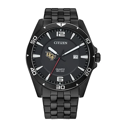 Men's UCF Knights Citizen Quartz Black-Tone Stainless Steel Watch