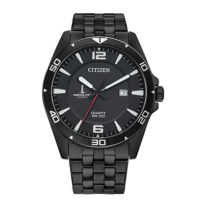 Men's Norfolk State Spartans Citizen Quartz Black-Tone Stainless Steel Watch